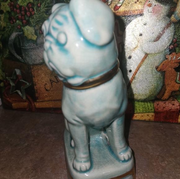 Collectible Ceramic Vintage Pug Dog Statue Andrea by Sadek C. 1970s 8" tall - Picture 2 of 6